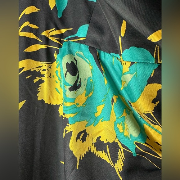 Beautiful Banana Republic Black Dress with Yellow and Teal Flowers, Size… - Picture 7 of 8